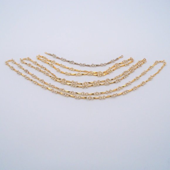 Small Pearls Gold Tone 3 Strand Necklaces and Bracelet Set - Picture 11 of 16